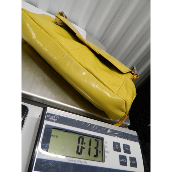 Kenneth Cole Yellow Leather Shoulder Bag Magnetic Flap Closure & Zipper Pocket - Picture 15 of 15